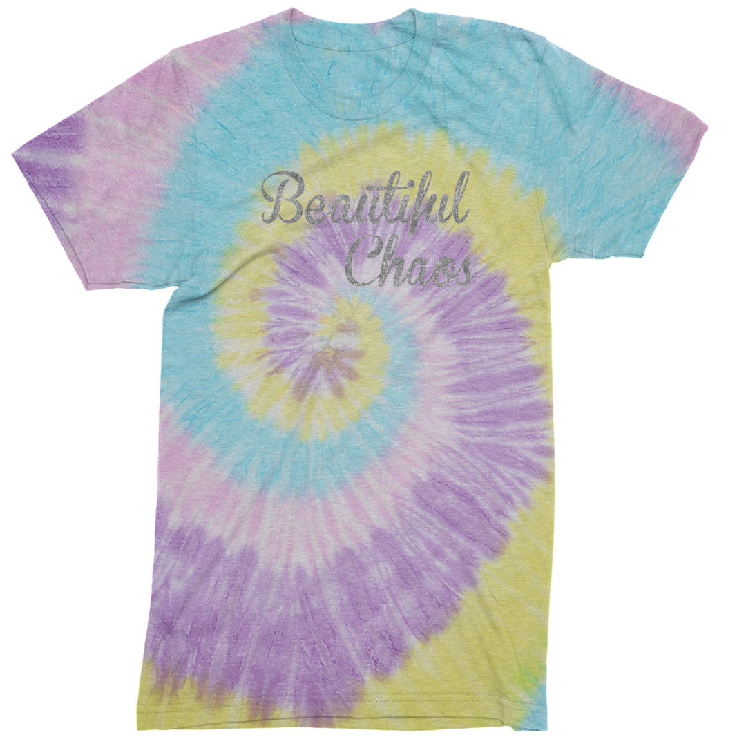 Beautiful Chaos Glitter Music Festival Mens T-shirt Tie-Dye Jellybean