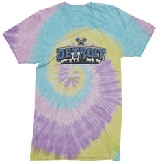 Detroit Motor City Retro Piston Mens T-shirt Tie-Dye Jellybean