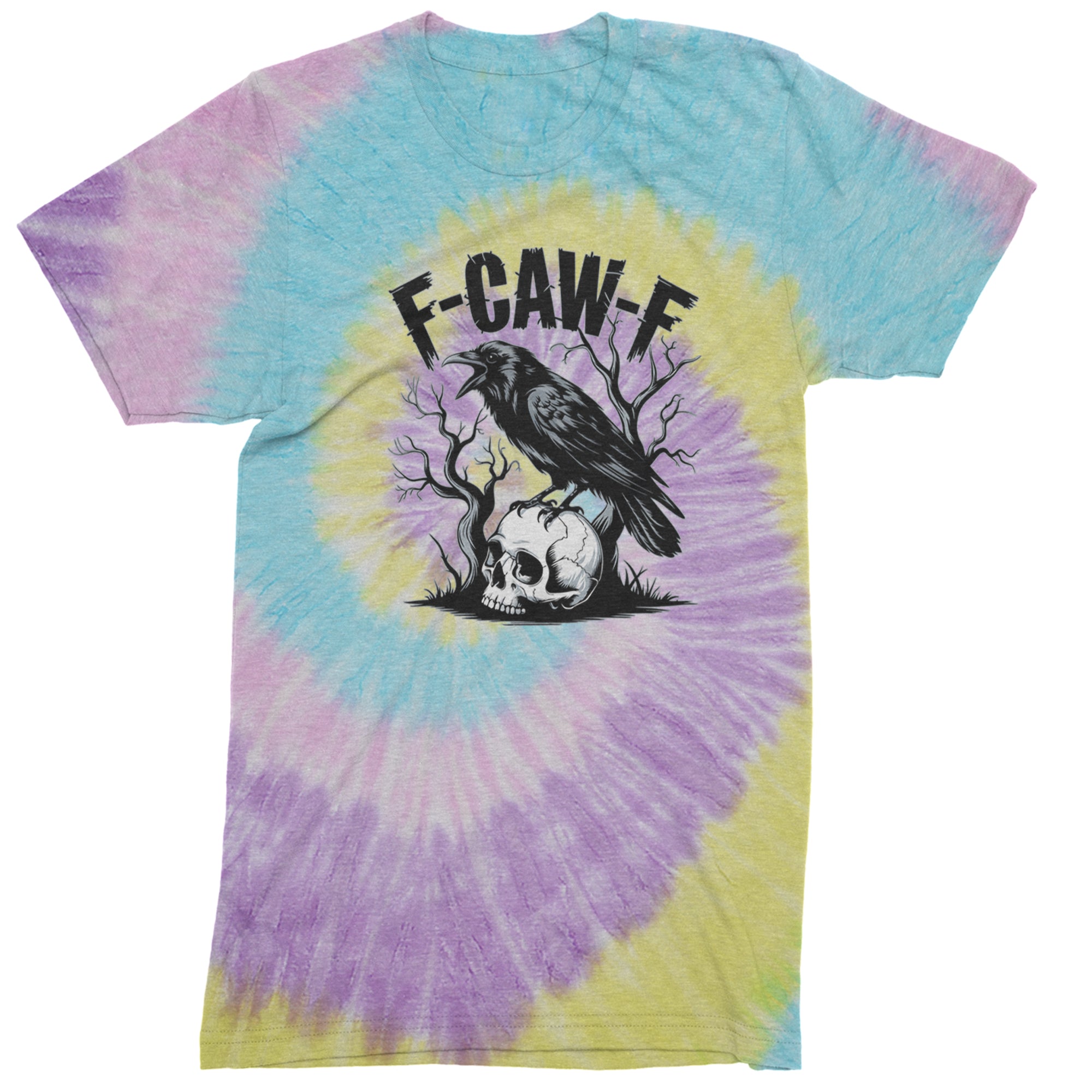 F-Caw-F Crow On Skull F-ck Off Gothic Men's T-shirt Tie-Dye Jellybean
