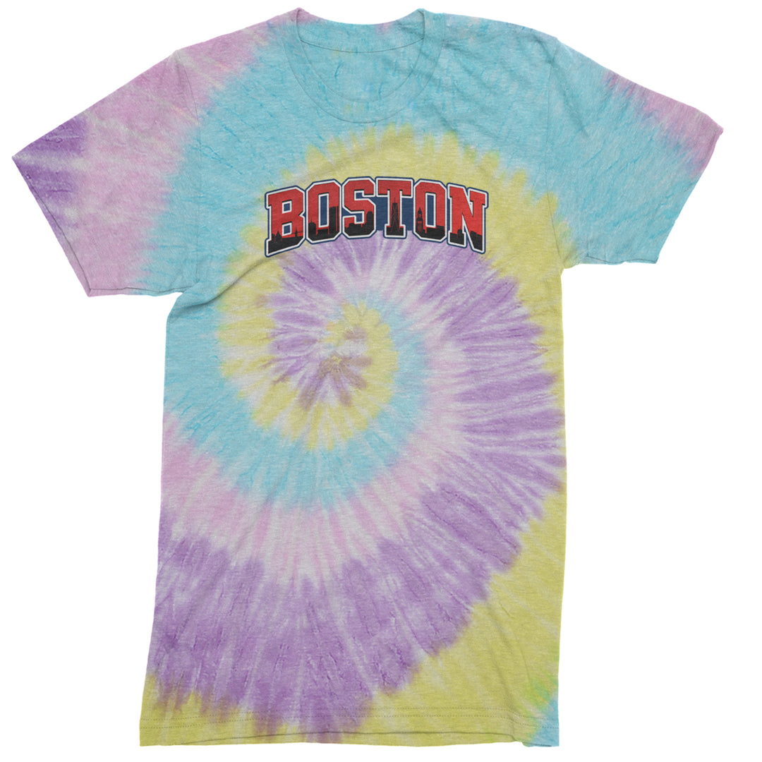 Boston City Pride Skyline Mens T-shirt Tie-Dye Jellybean