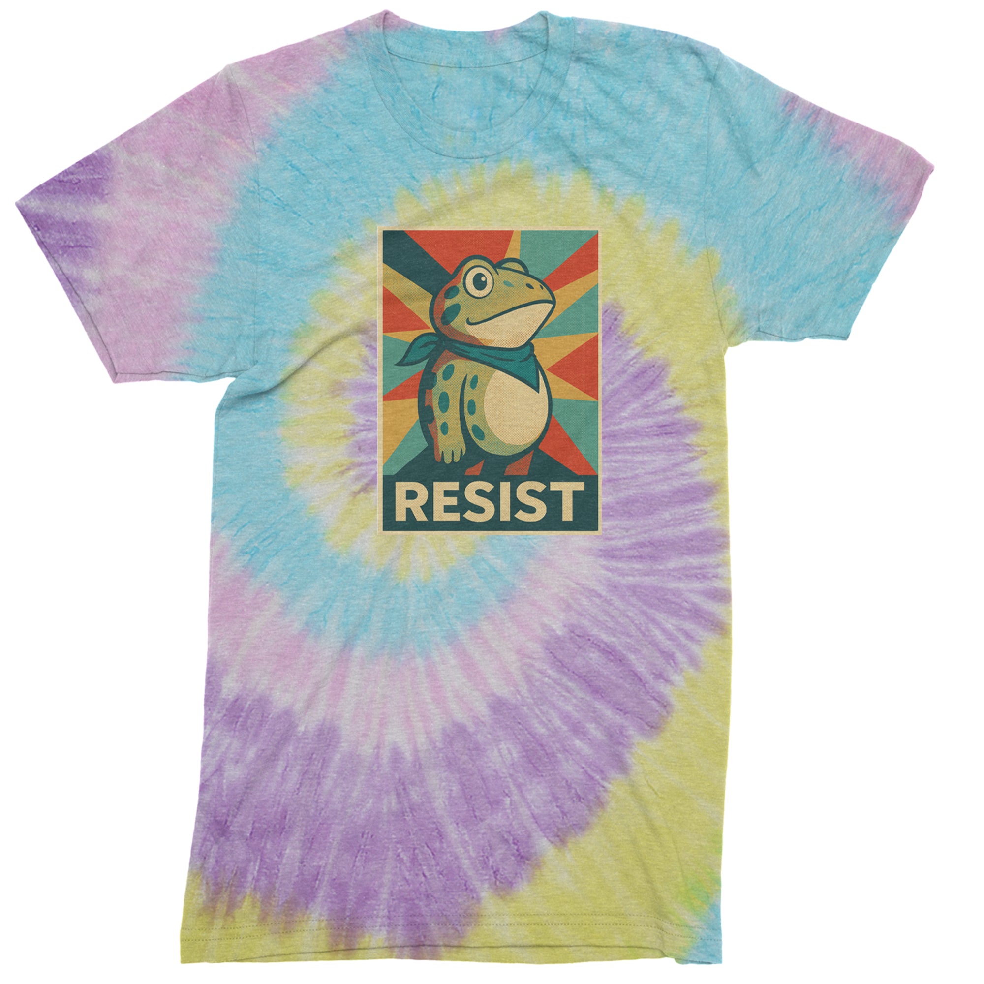 Resist Portland Protest Frog Mens T-shirt Tie-Dye Jellybean