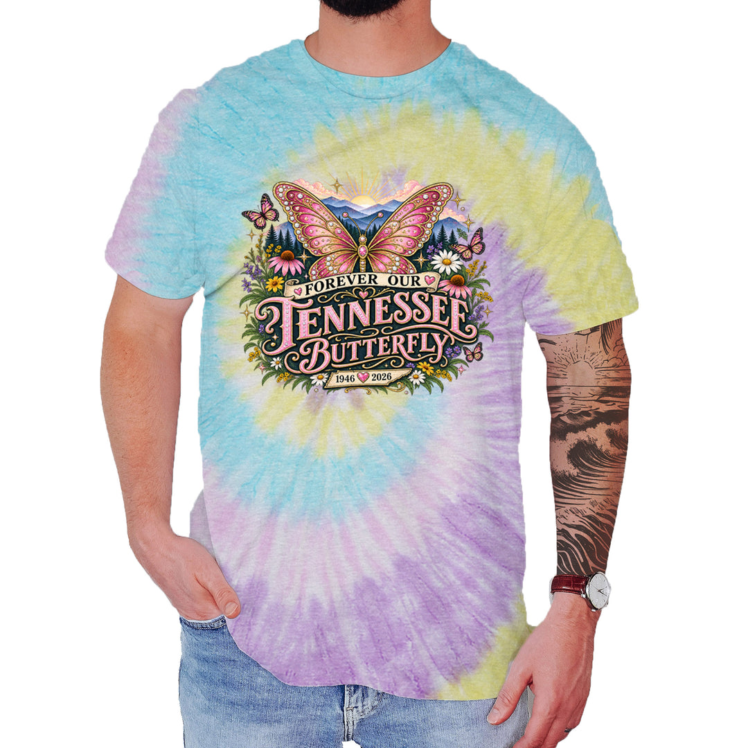 Forever Our Tennessee Butterfly Dolly Mens T-shirt Tie-Dye Jellybean