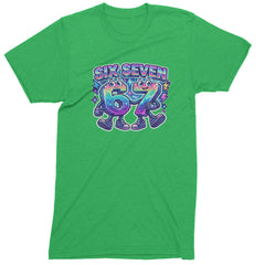 Six Seven 67 Retro Pixel Buddies Mens T-shirt Kelly Green