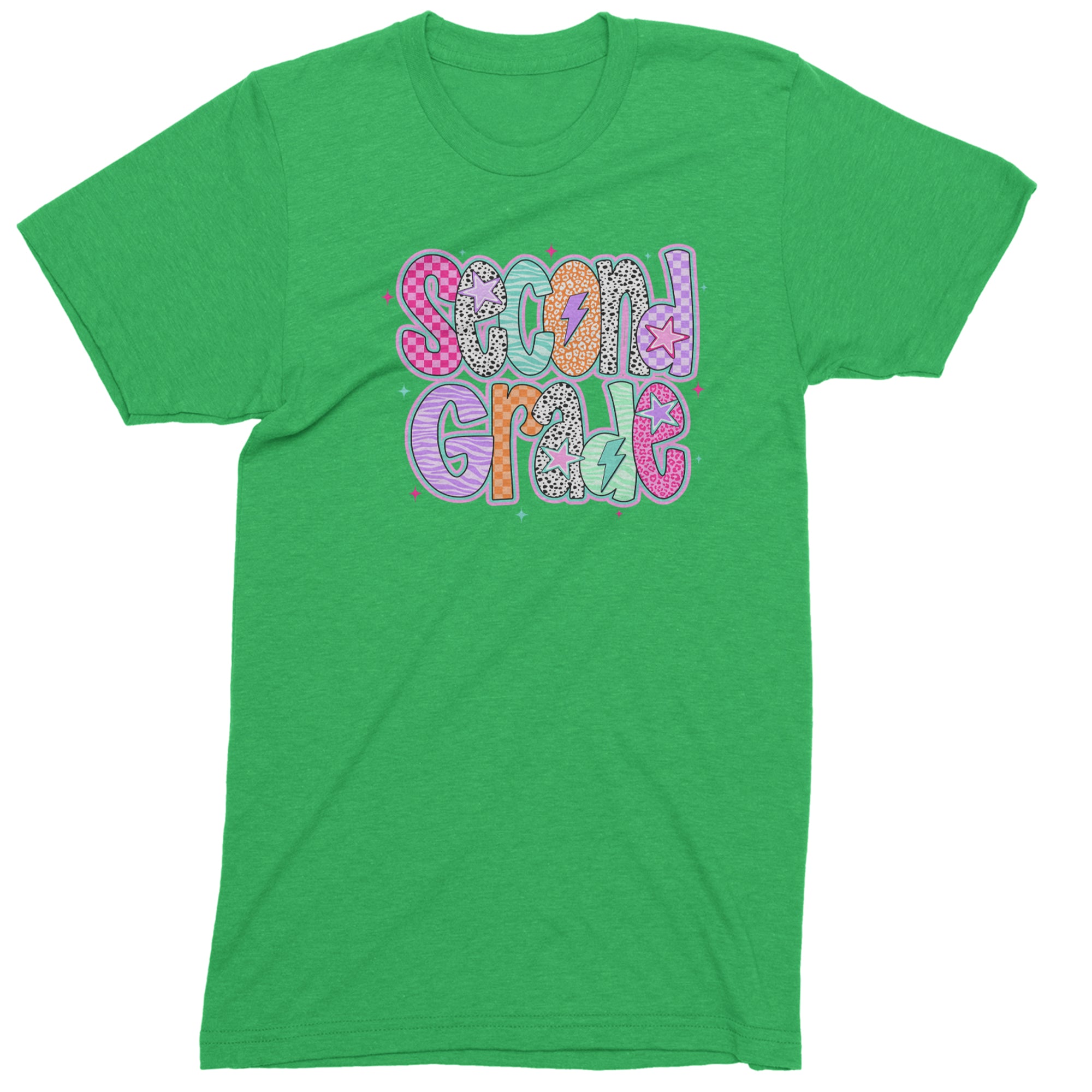 Second Grade Star Colorful Back to School Men's T-shirt Kelly Green