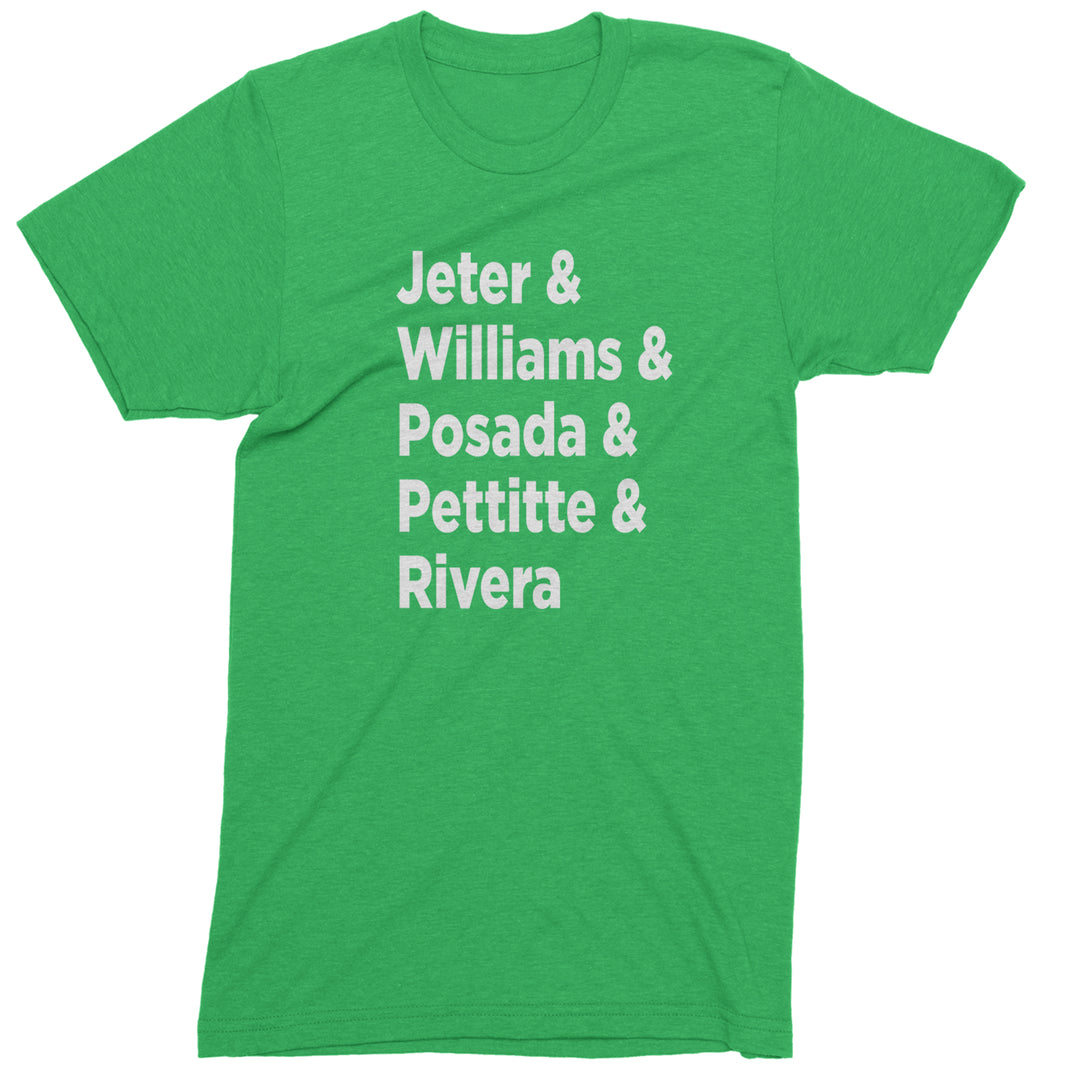 Jeter & Williams & Posada & Pettitte & Rivera Mens T-shirt Kelly Green