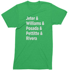 Jeter & Williams & Posada & Pettitte & Rivera Mens T-shirt Kelly Green
