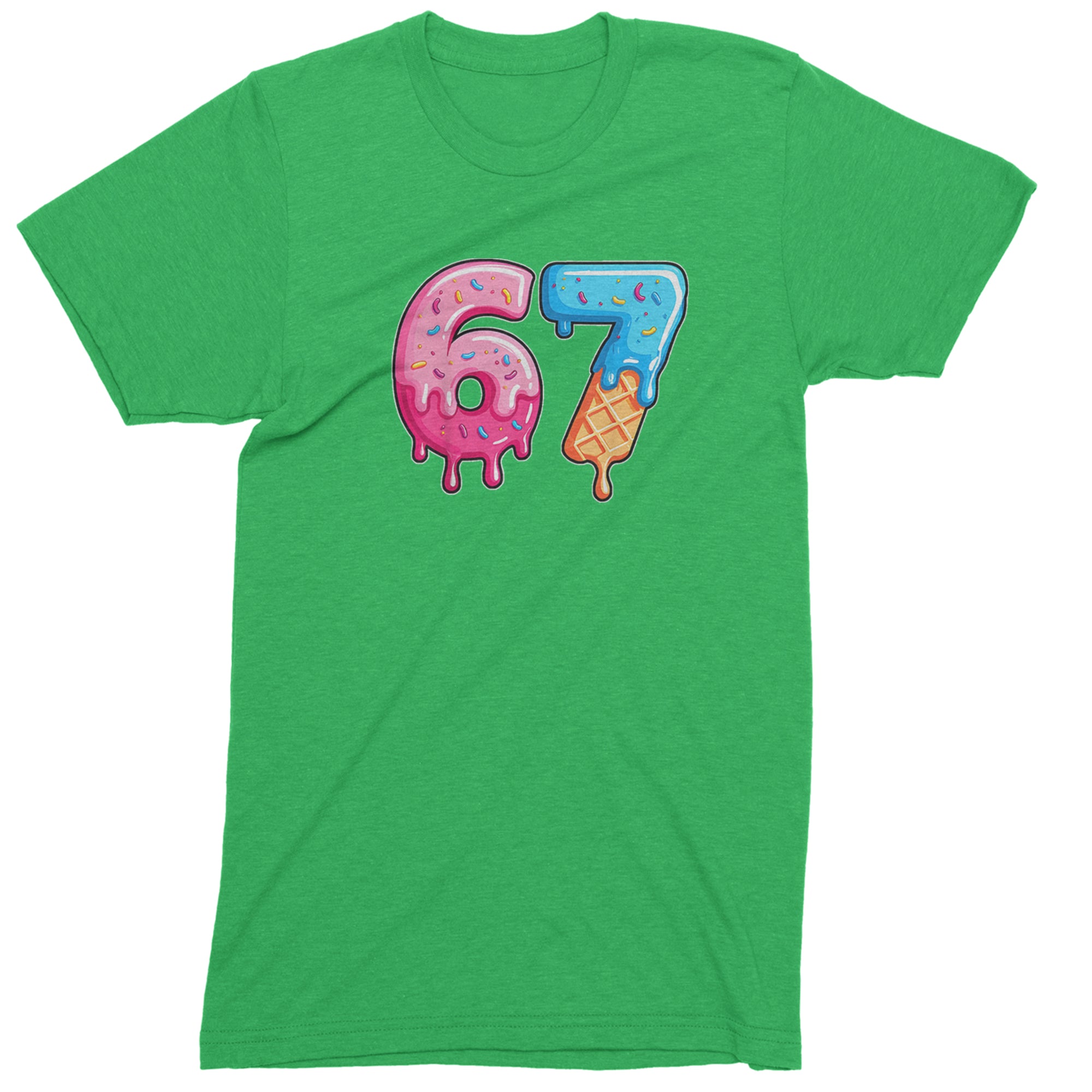 67 Dripping Ice Cream Donut Melt Mens T-shirt Kelly Green