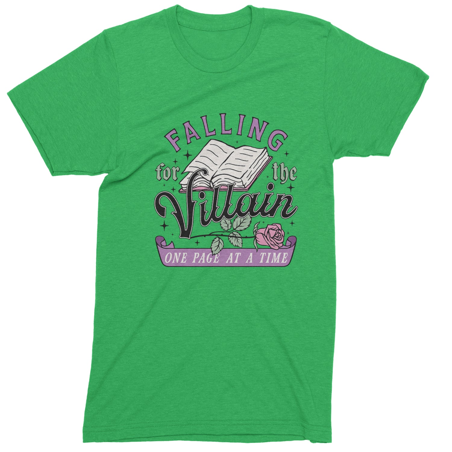 Falling For The Villain One Page At A Time  Mens T-shirt Kelly Green