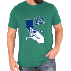 Los Angeles Baseball Batter Up Mens T-shirt Kelly Green