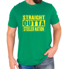 Straight Outta Steeler Nation Football  Mens T-shirt Kelly Green