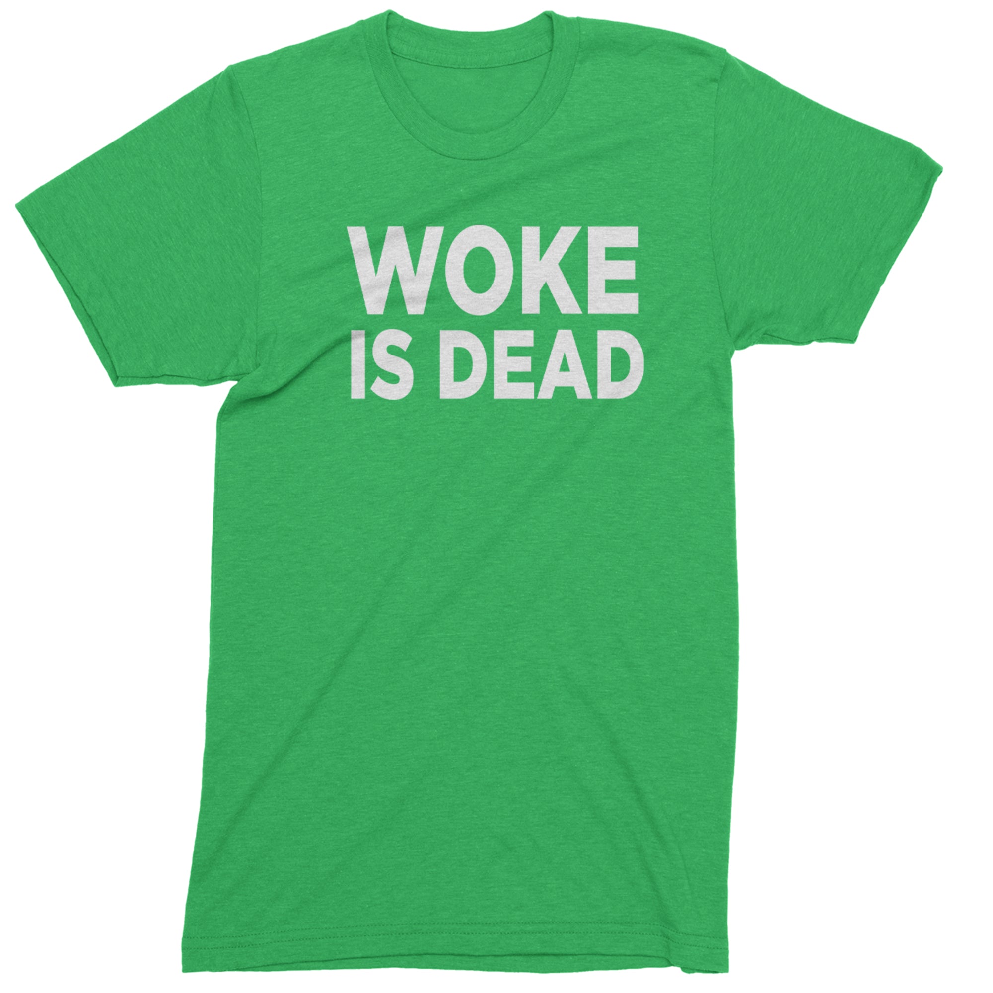 Woke Is Dead Satire Mens T-shirt Kelly Green