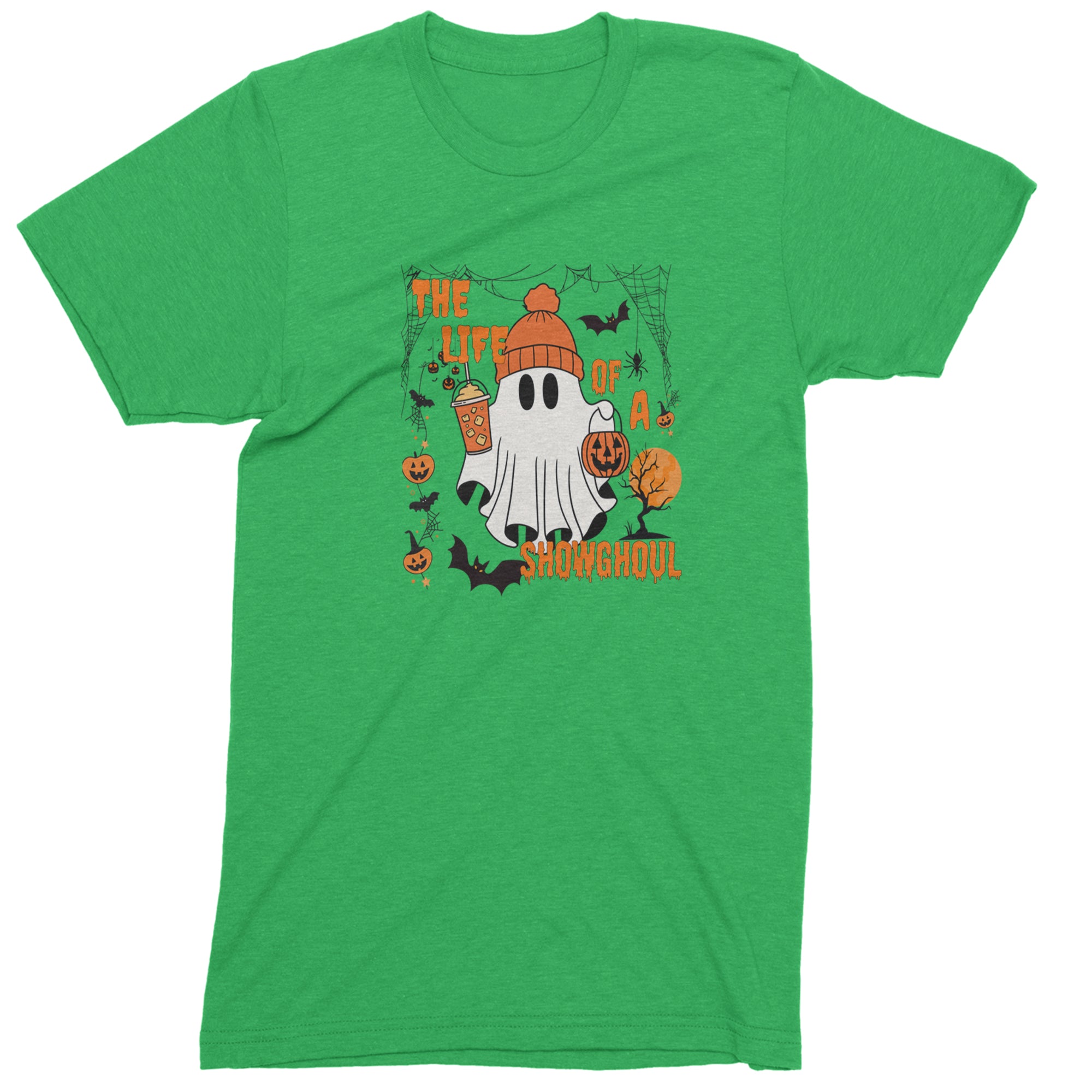 Life of a Showghoul Halloween Showgirl Vibes Mens T-shirt Kelly Green