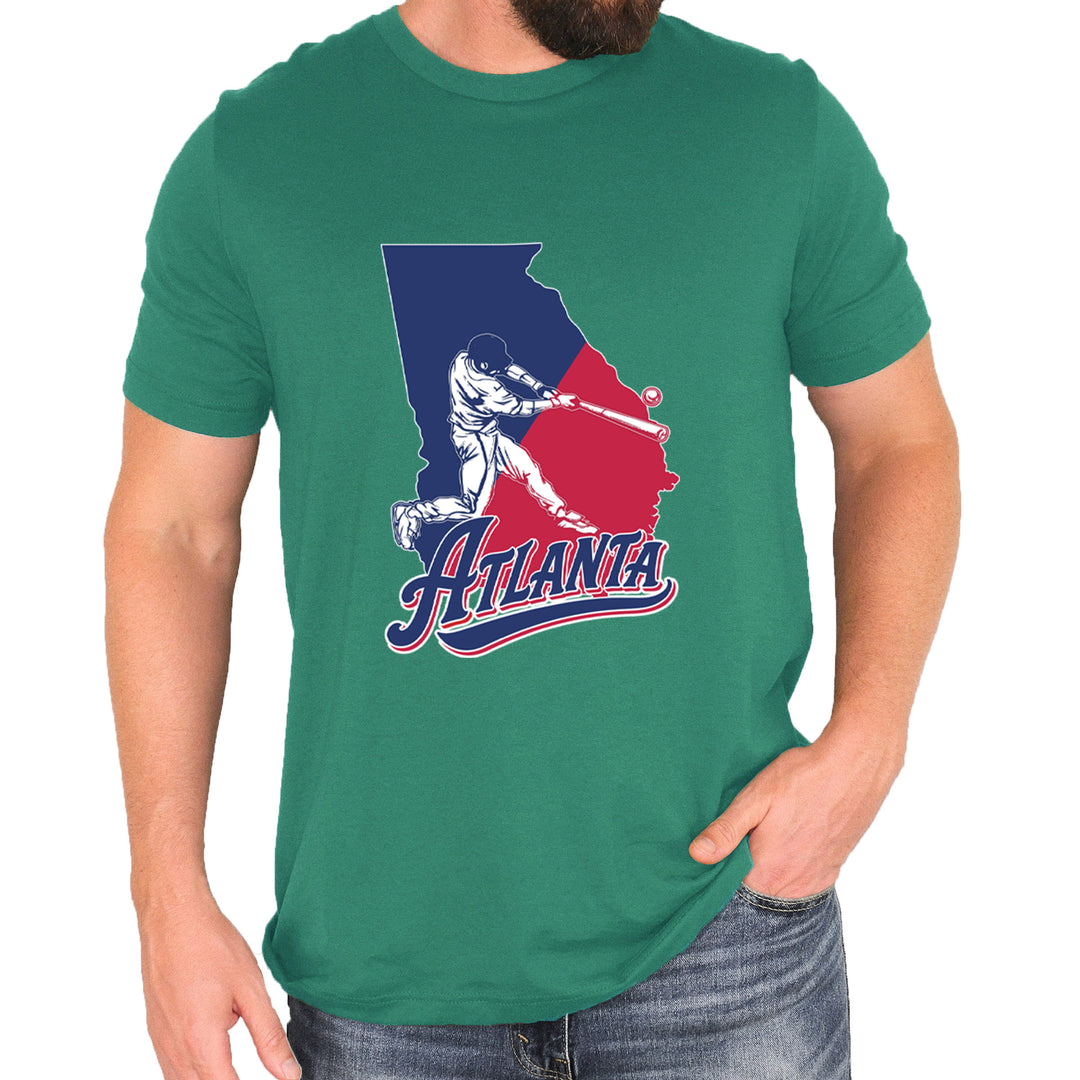 Atlanta Georgia Batter Up Mens T-shirt Kelly Green