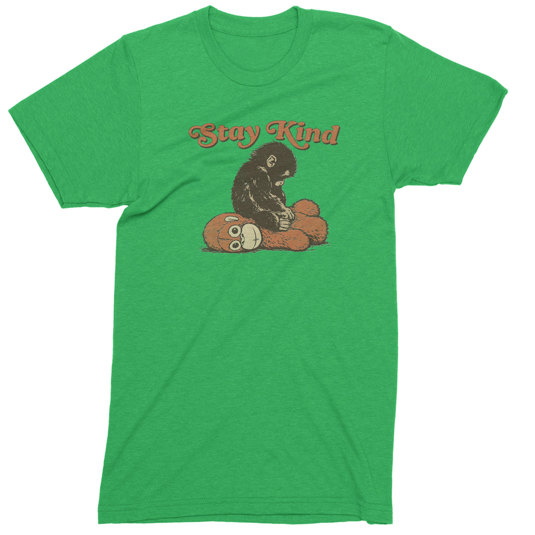 Punch Stay Kind Macaque Mens T-shirt Kelly Green