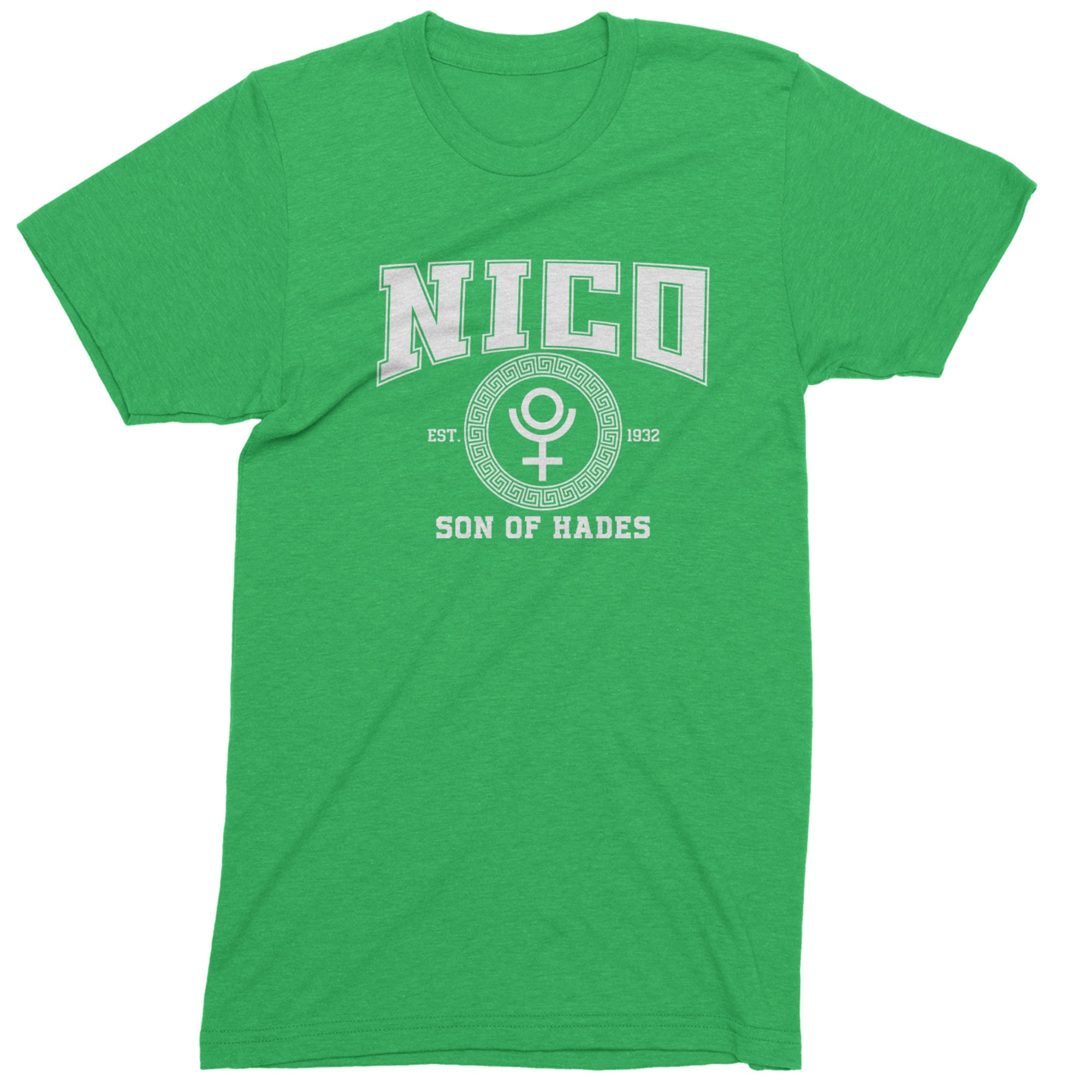 Nico Son of Hades Underworld Crest Mens T-shirt Kelly Green