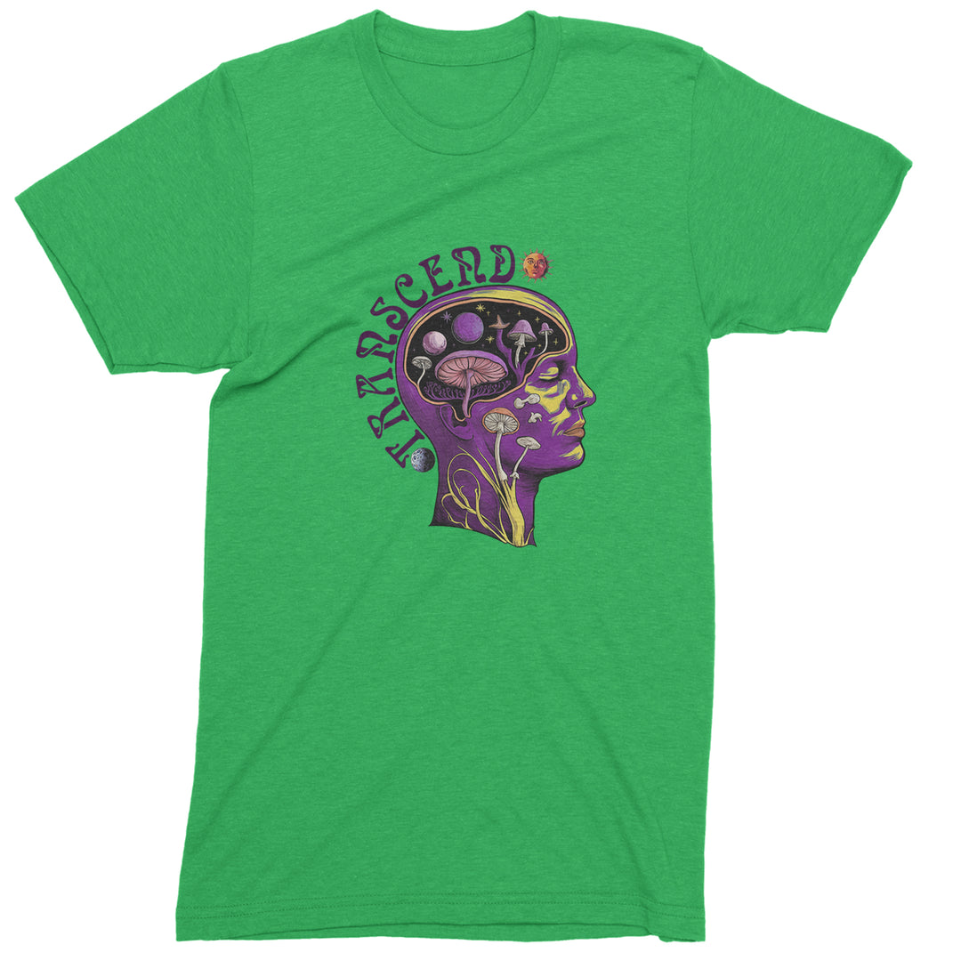 Psychedelic Cosmic Mushroom Head Men's T-shirt Kelly Green
