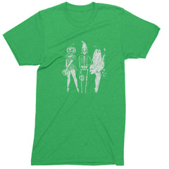 Vintage Spooky Squad Pinup Halloween Design Mens T-shirt Kelly Green