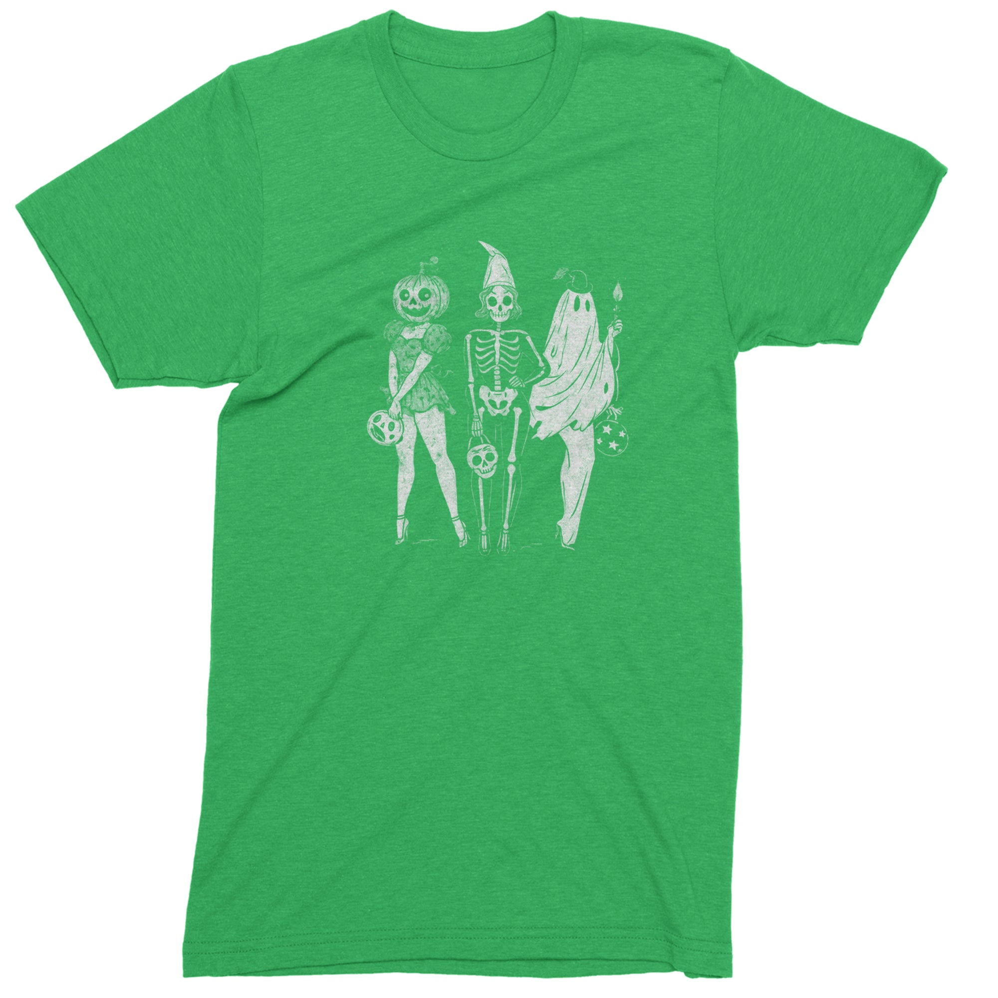 Vintage Spooky Squad Pinup Halloween Design Mens T-shirt Kelly Green