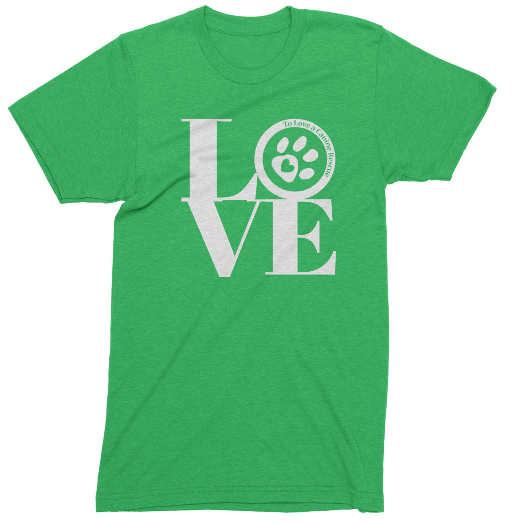 TLC LOVE Dog Rescue Mens T-shirt Kelly Green