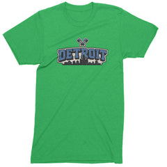 Detroit Motor City Retro Piston Mens T-shirt Kelly Green