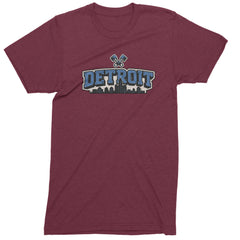 Detroit Motor City Retro Piston Mens T-shirt Maroon