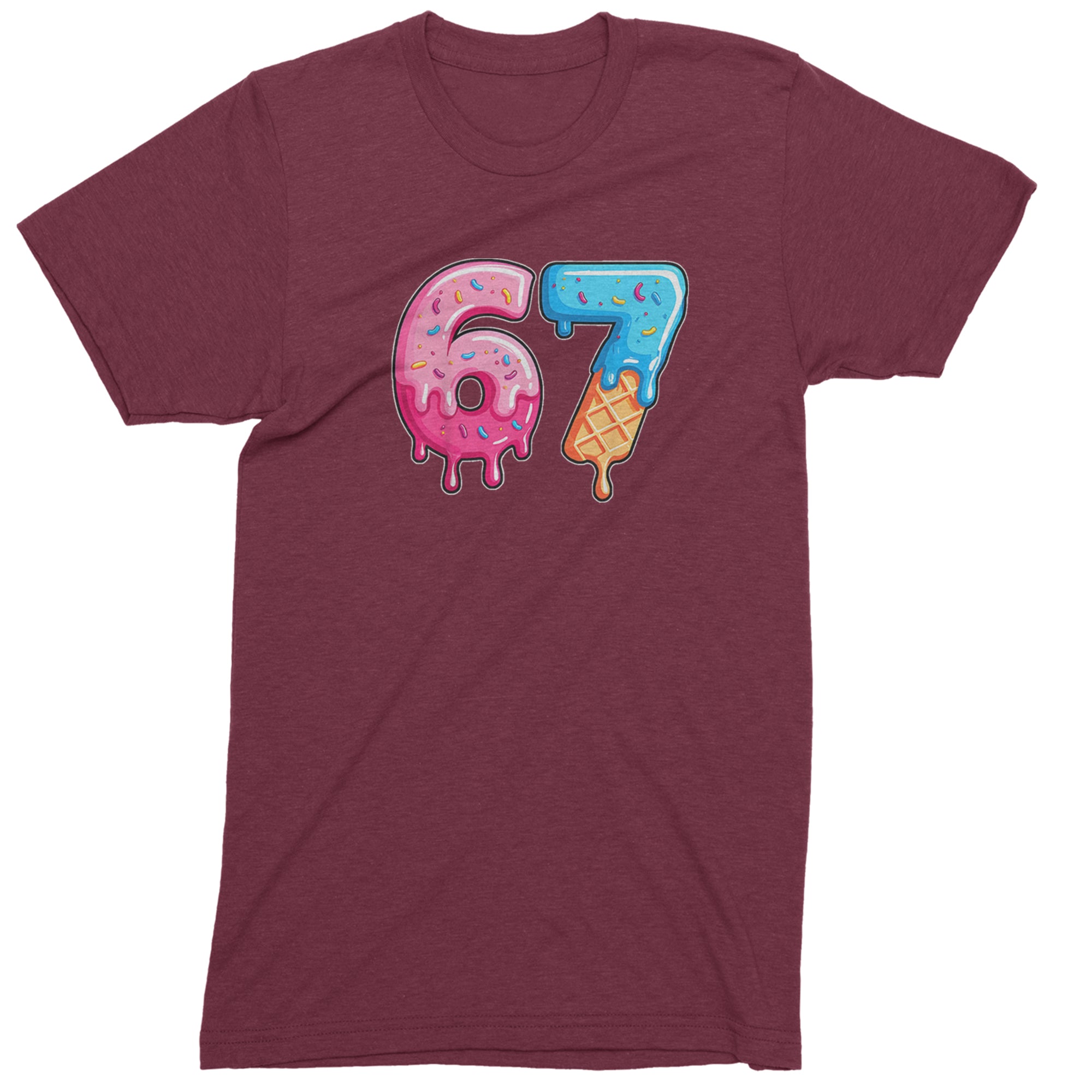 67 Dripping Ice Cream Donut Melt Mens T-shirt Maroon
