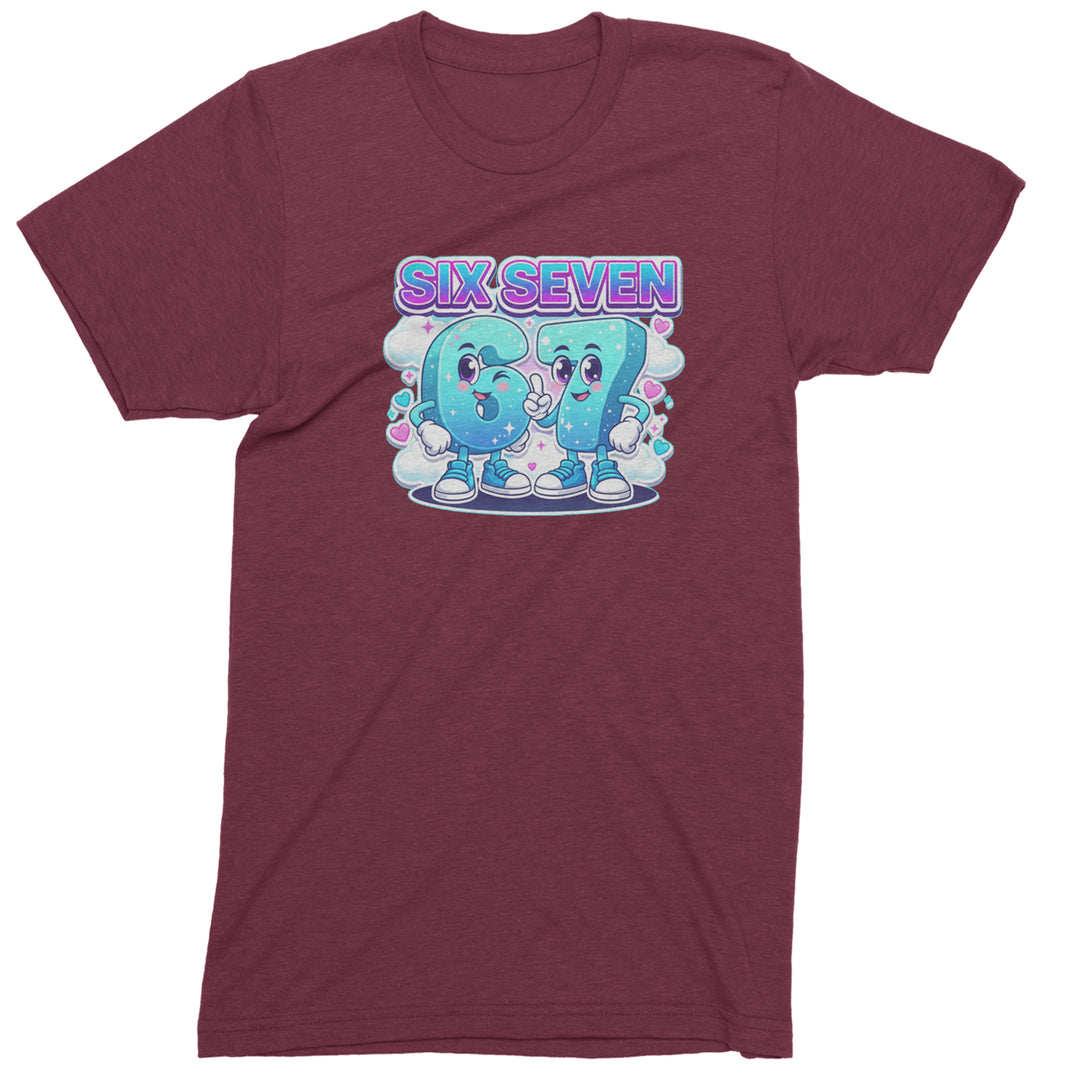67 Six Seven Meme Kawaii Cloud Mens T-shirt Maroon