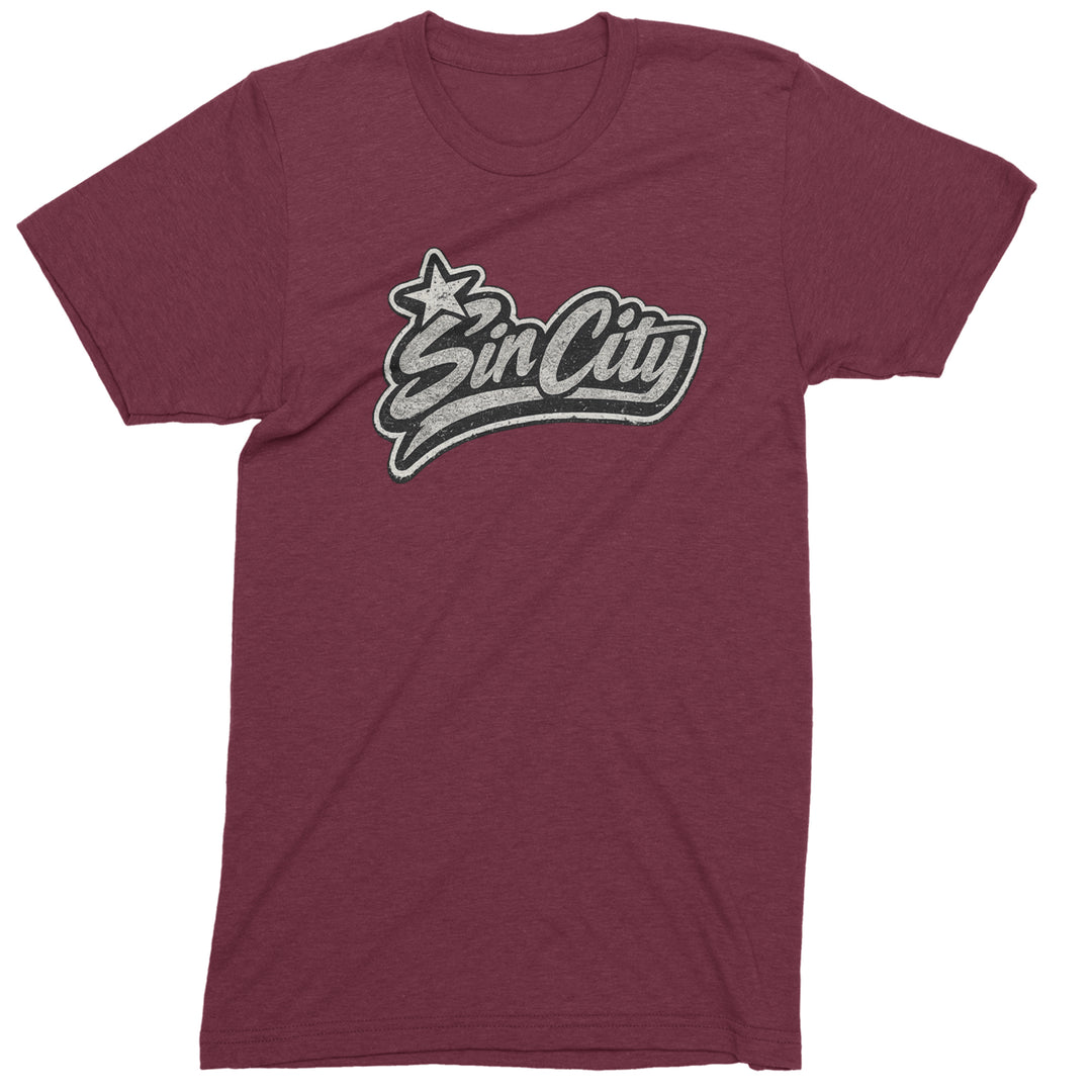 Sin City Vegas Retro Vintage Mens T-shirt Maroon
