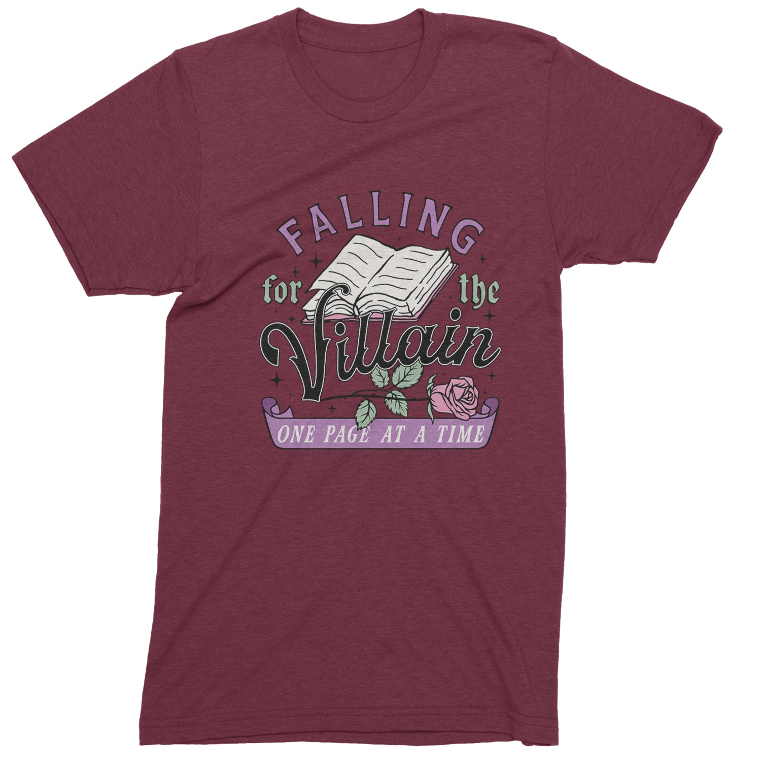 Falling For The Villain One Page At A Time  Mens T-shirt Maroon