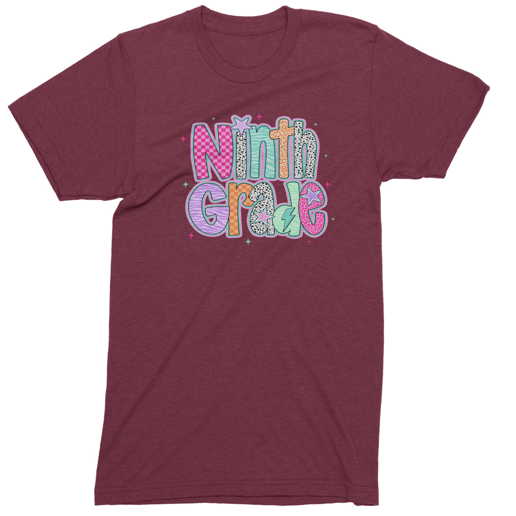 Ninth Grade Freshman Vibes Colorful Back to School Men's T-shirt Maroon