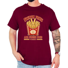 French Fries Are Finger Food IYKYK Mens T-shirt Maroon