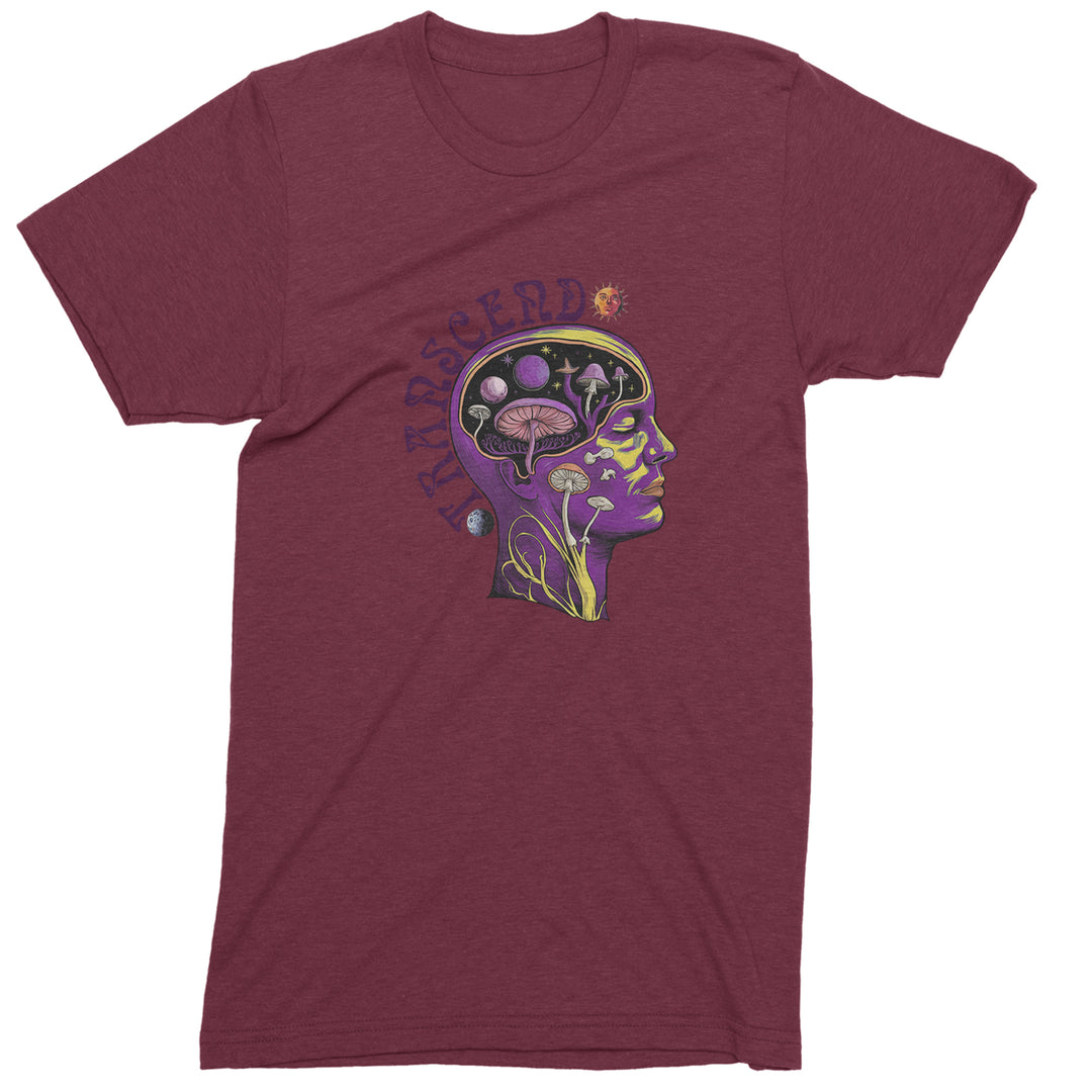 Psychedelic Cosmic Mushroom Head Men's T-shirt Maroon