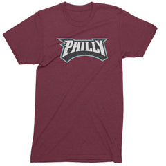 Philly Bold Block Throwback Mens T-shirt Maroon