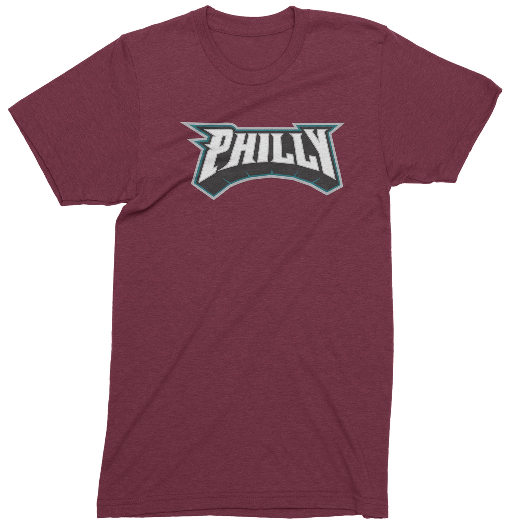 Philly Bold Block Throwback Mens T-shirt Maroon