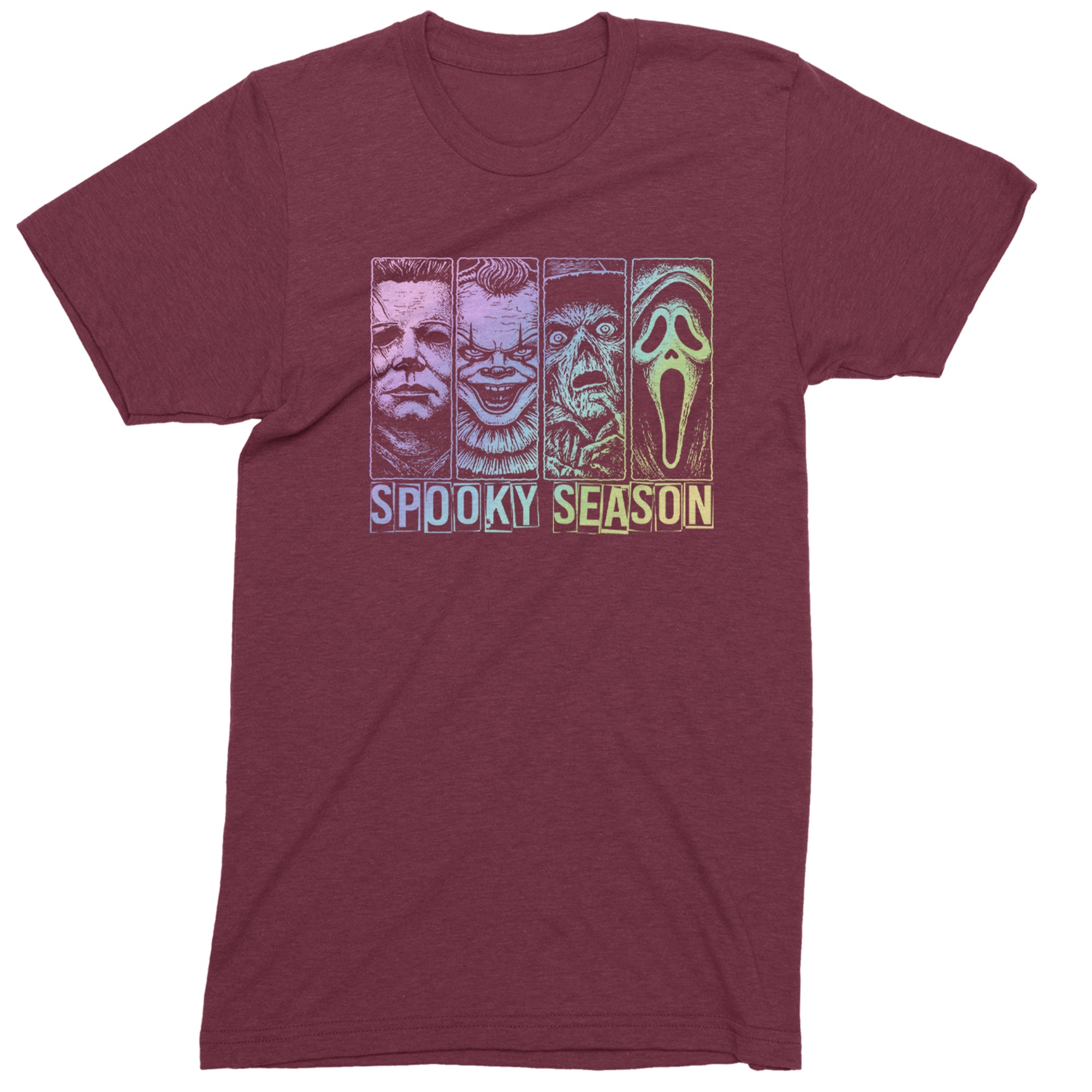 Spooky Season Horror Icons Halloween Mens T-shirt Maroon