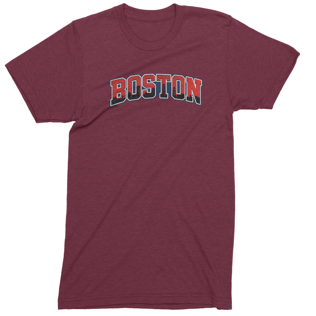 Boston City Pride Skyline Mens T-shirt Maroon