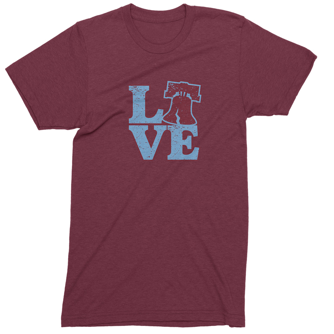 Love Philly Liberty Bell Mens T-shirt Maroon