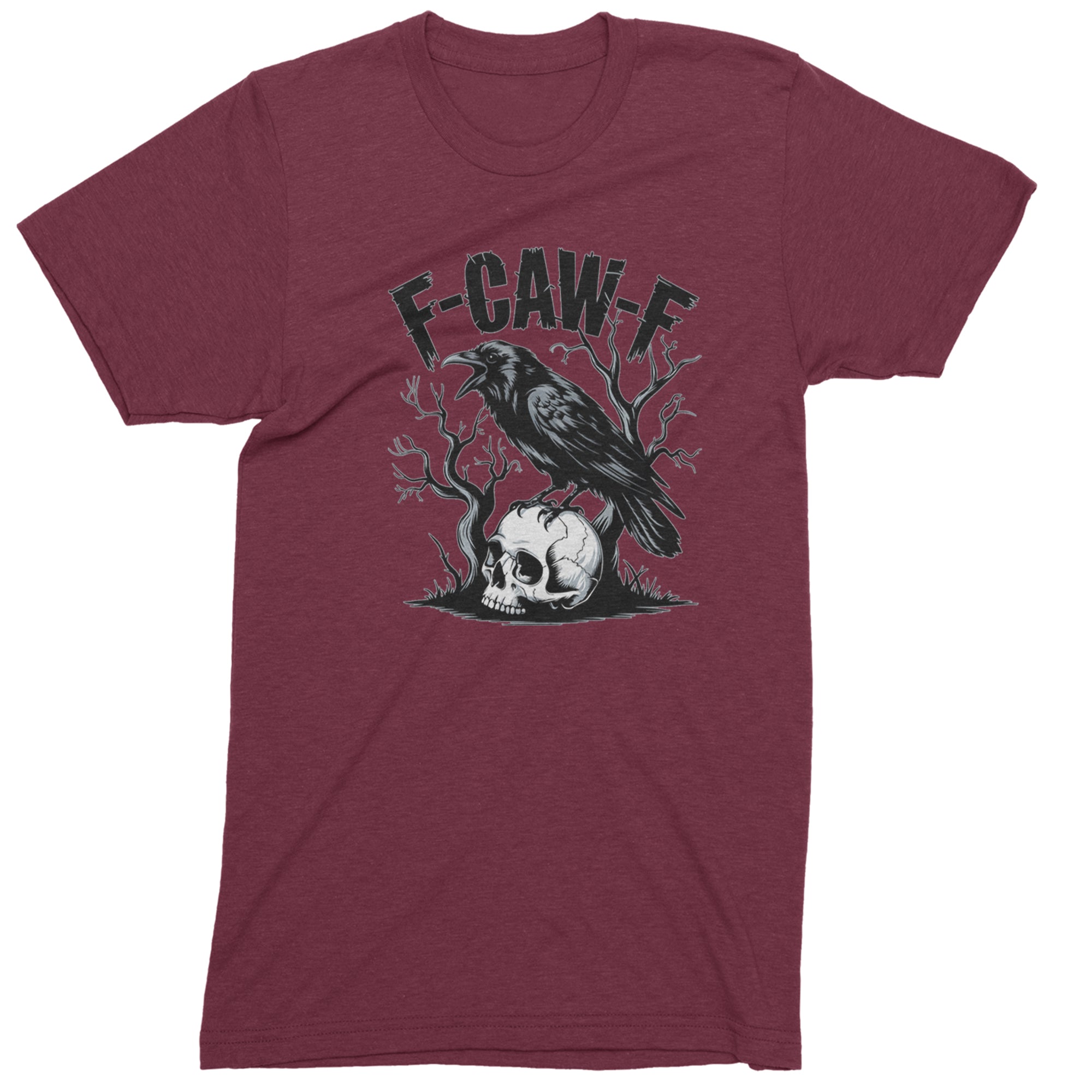F-Caw-F Crow On Skull F-ck Off Gothic Men's T-shirt Maroon