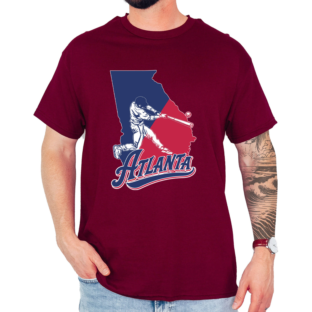 Atlanta Georgia Batter Up Mens T-shirt Maroon