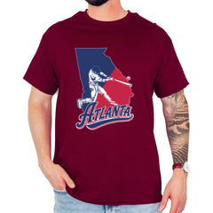 Atlanta Georgia Batter Up Mens T-shirt Maroon