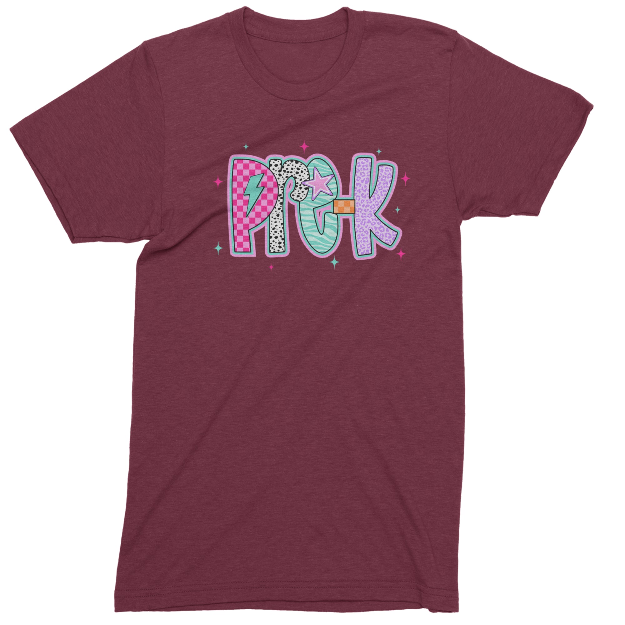 Pre-K Party Time Colorful Back to School Men's T-shirt Maroon