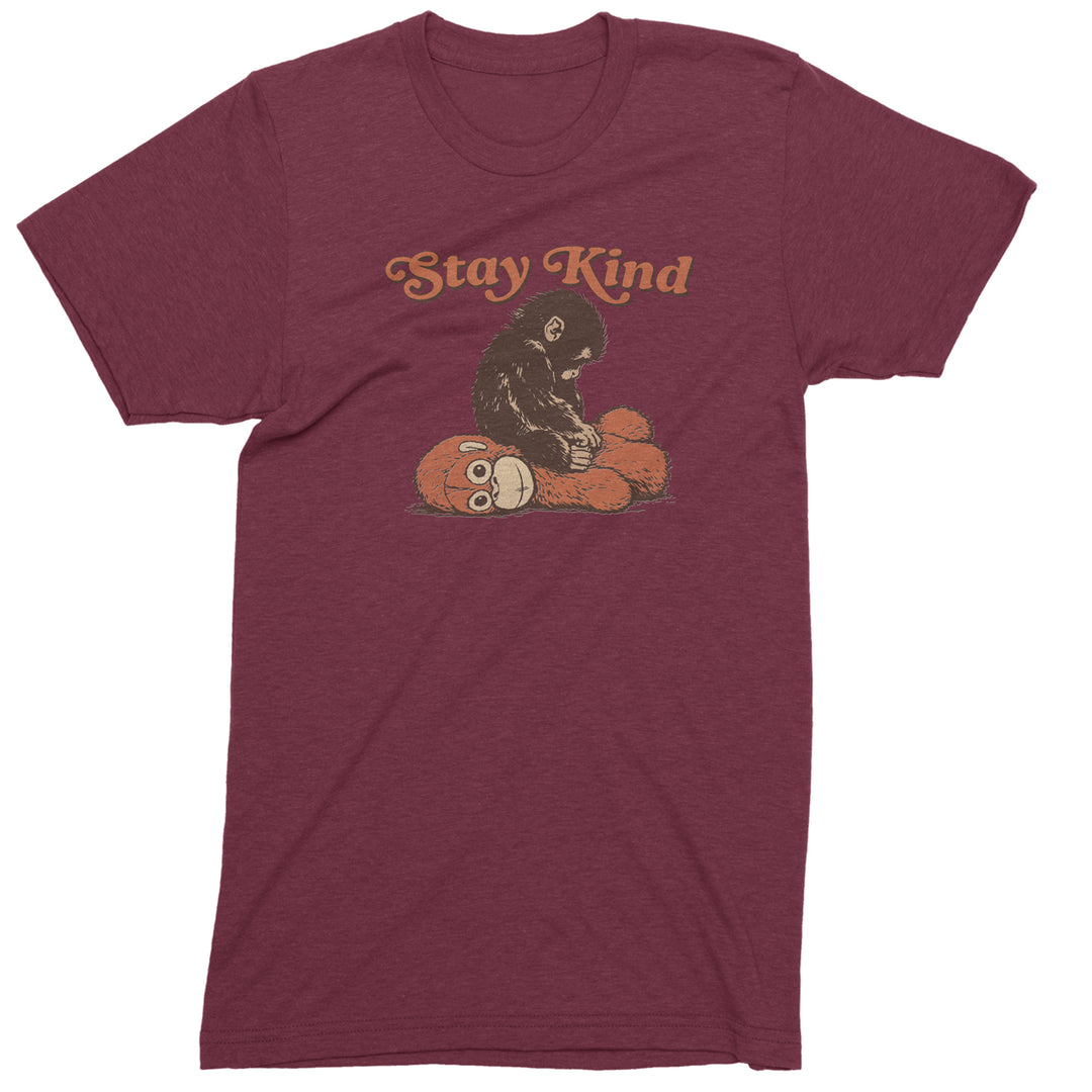 Punch Stay Kind Macaque Mens T-shirt Maroon