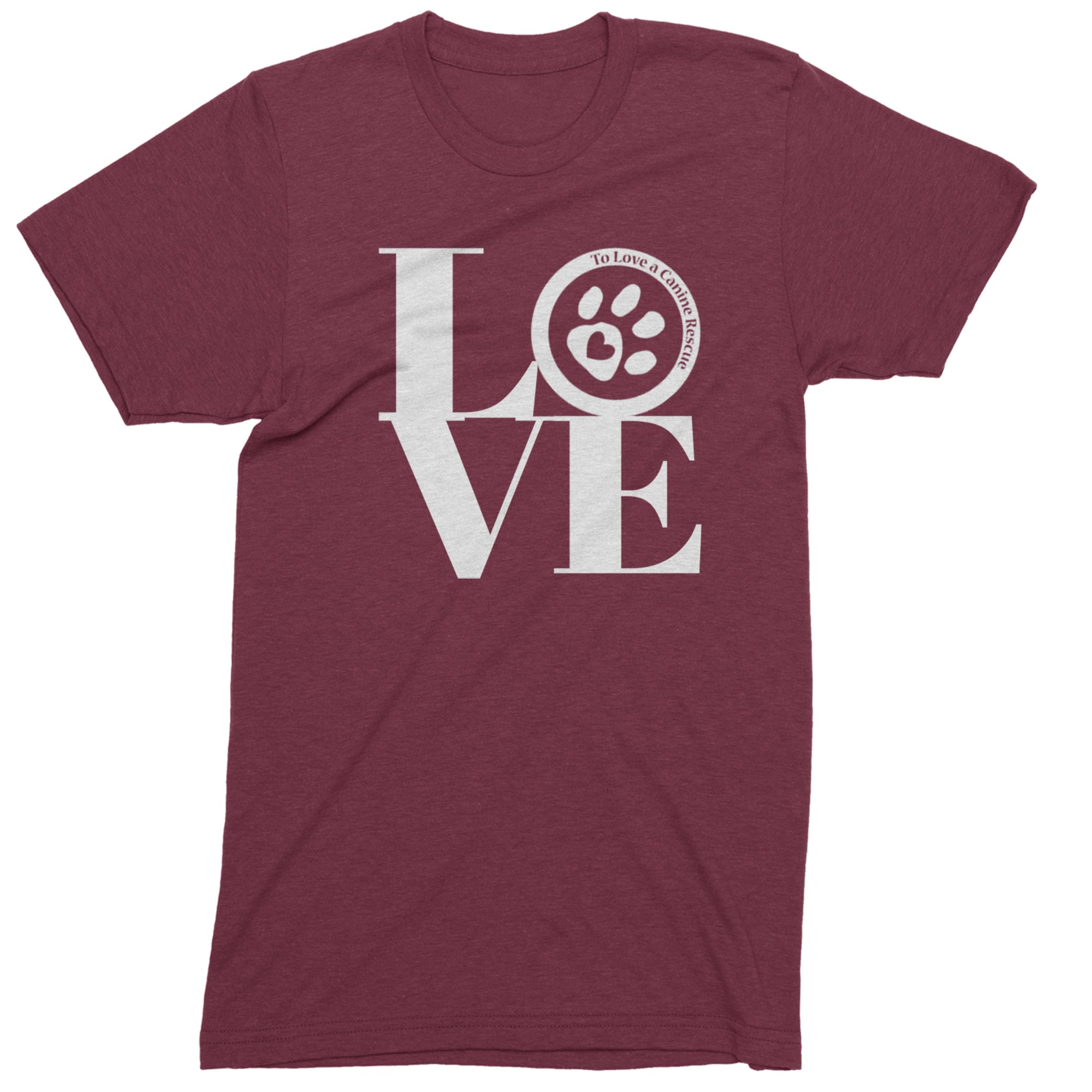 TLC LOVE Dog Rescue Mens T-shirt Maroon