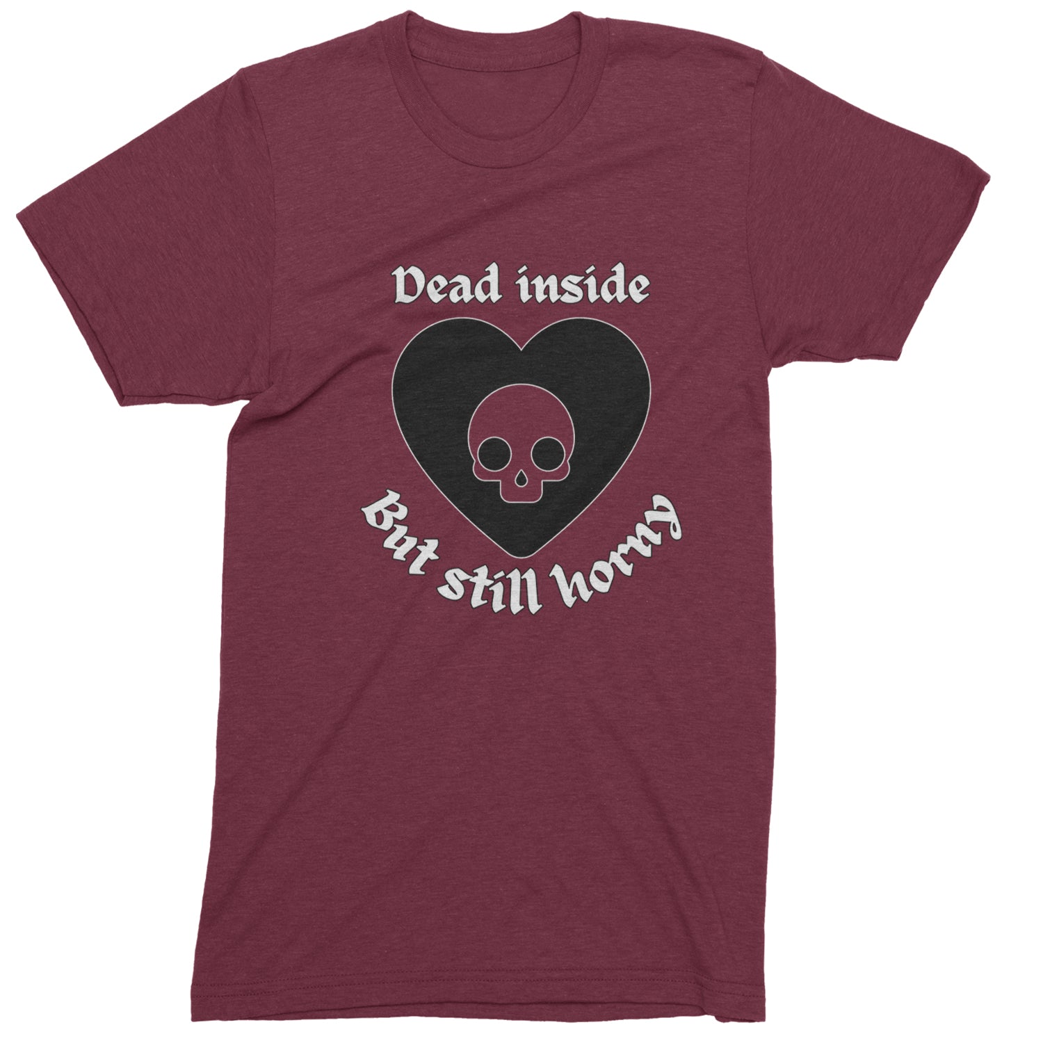 Dead Inside But Still Horny Skull Romantasy Youth-Sized Hoodie Maroon