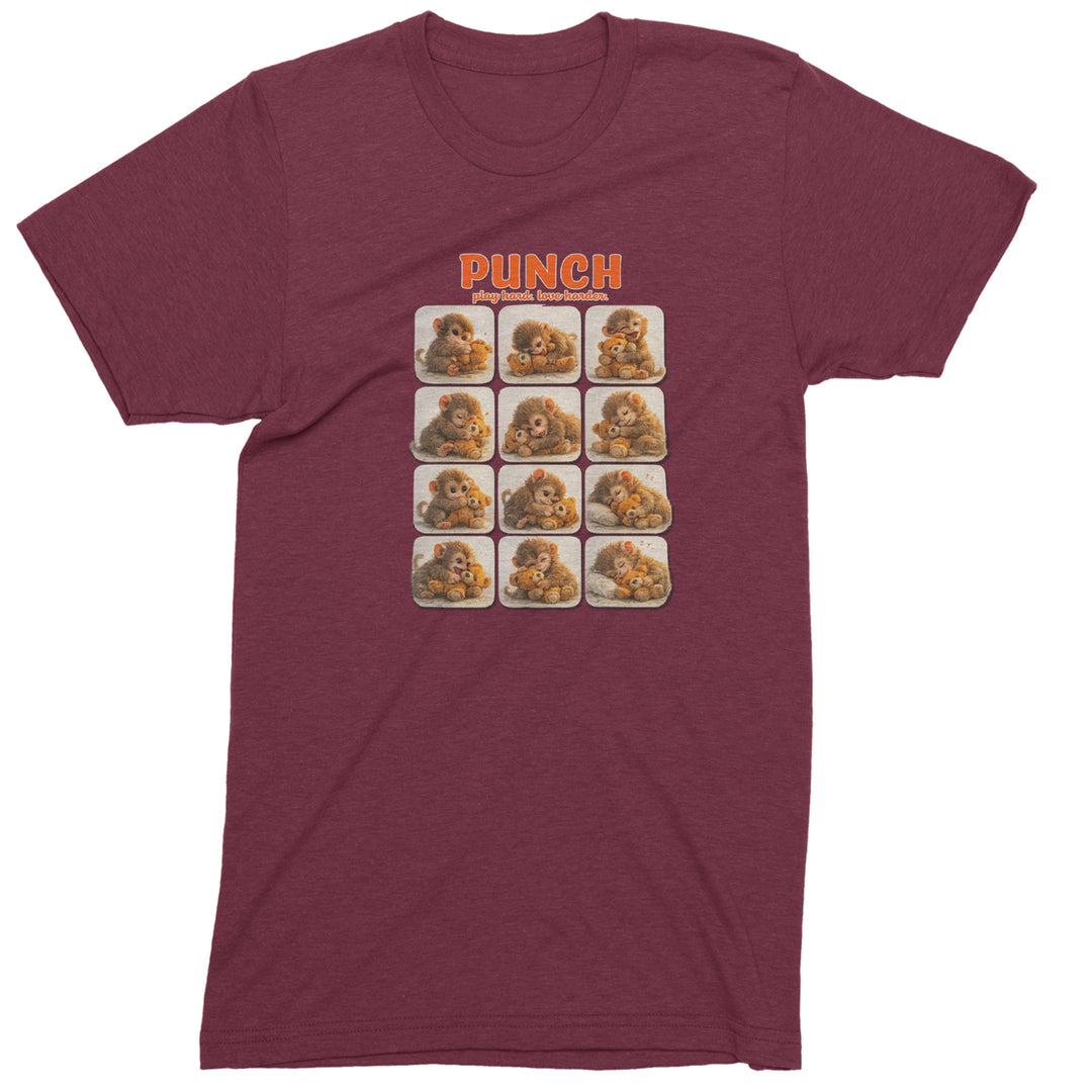 Punch Play Hard Love Harder Mens T-shirt Maroon