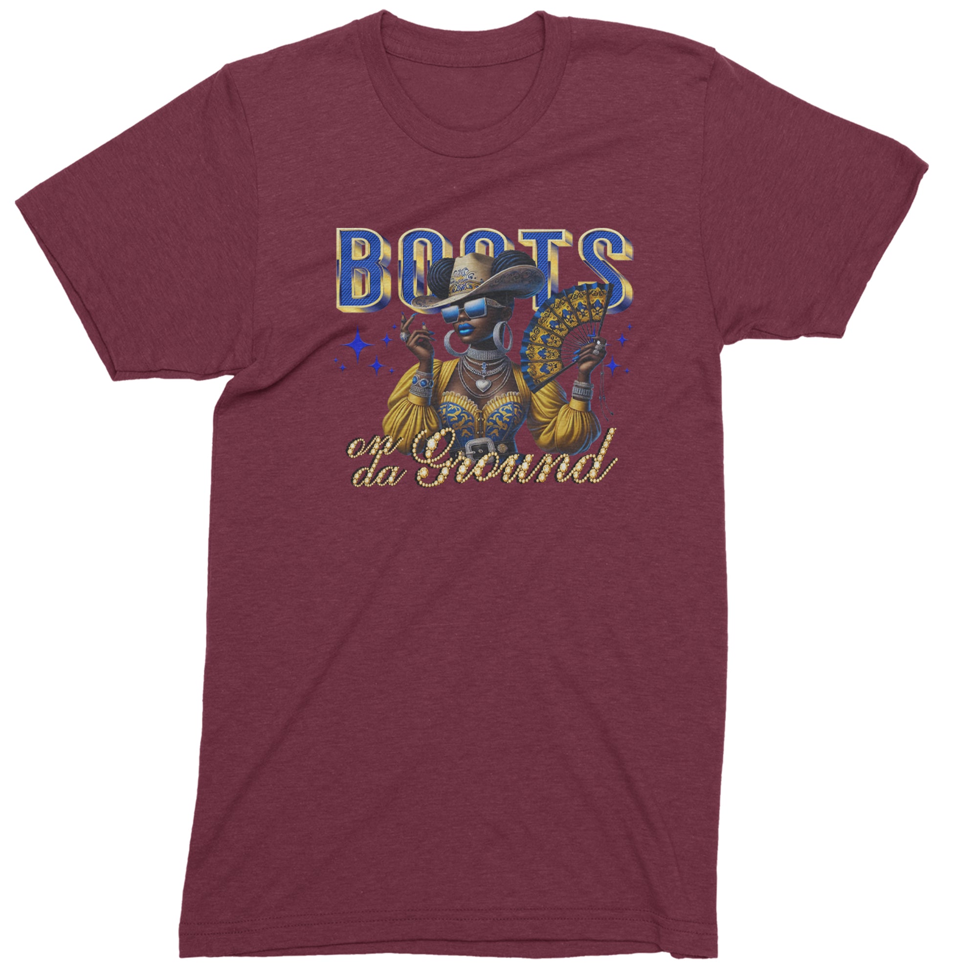 Boots On Da Ground Folding Fan Men's T-shirt Maroon