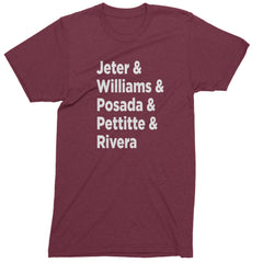 Jeter & Williams & Posada & Pettitte & Rivera Mens T-shirt Maroon
