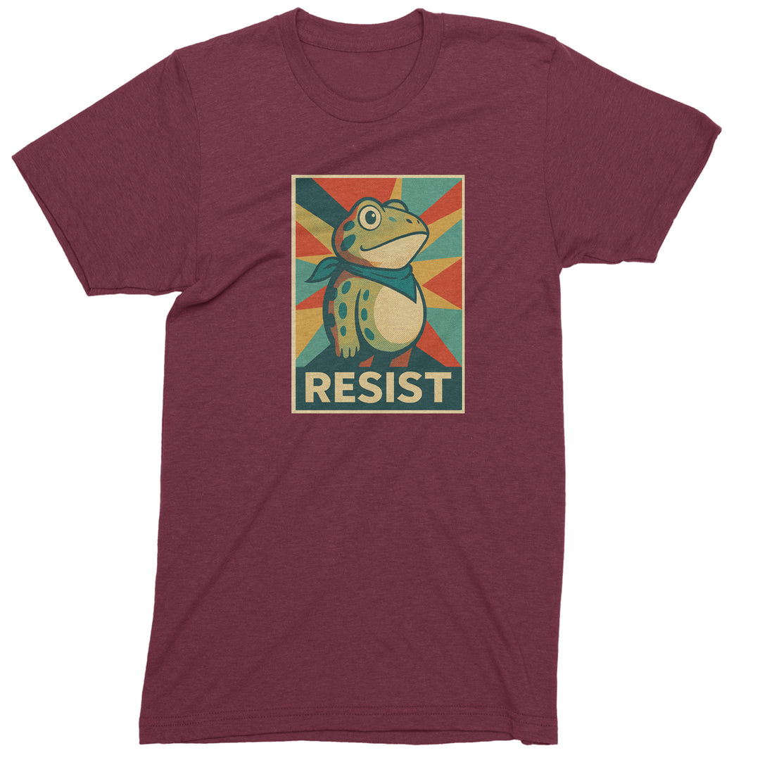 Resist Portland Protest Frog Mens T-shirt Maroon