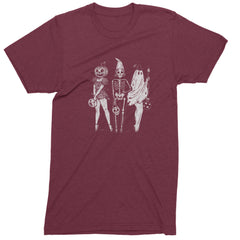 Vintage Spooky Squad Pinup Halloween Design Mens T-shirt Maroon