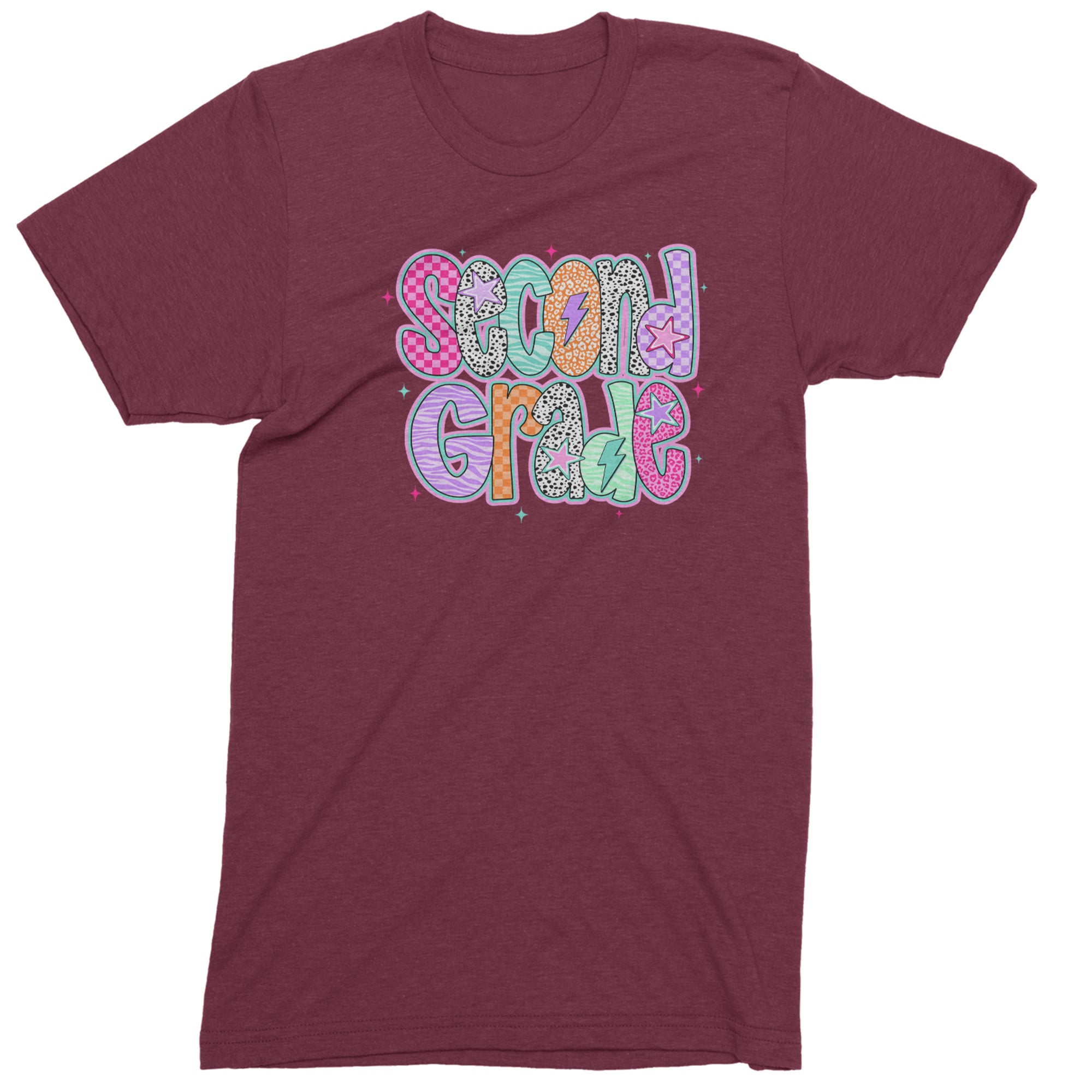 Second Grade Star Colorful Back to School Men's T-shirt Maroon